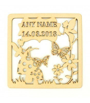 Laser Cut Personalised Box Frame Birth Plaque - Fairy Theme